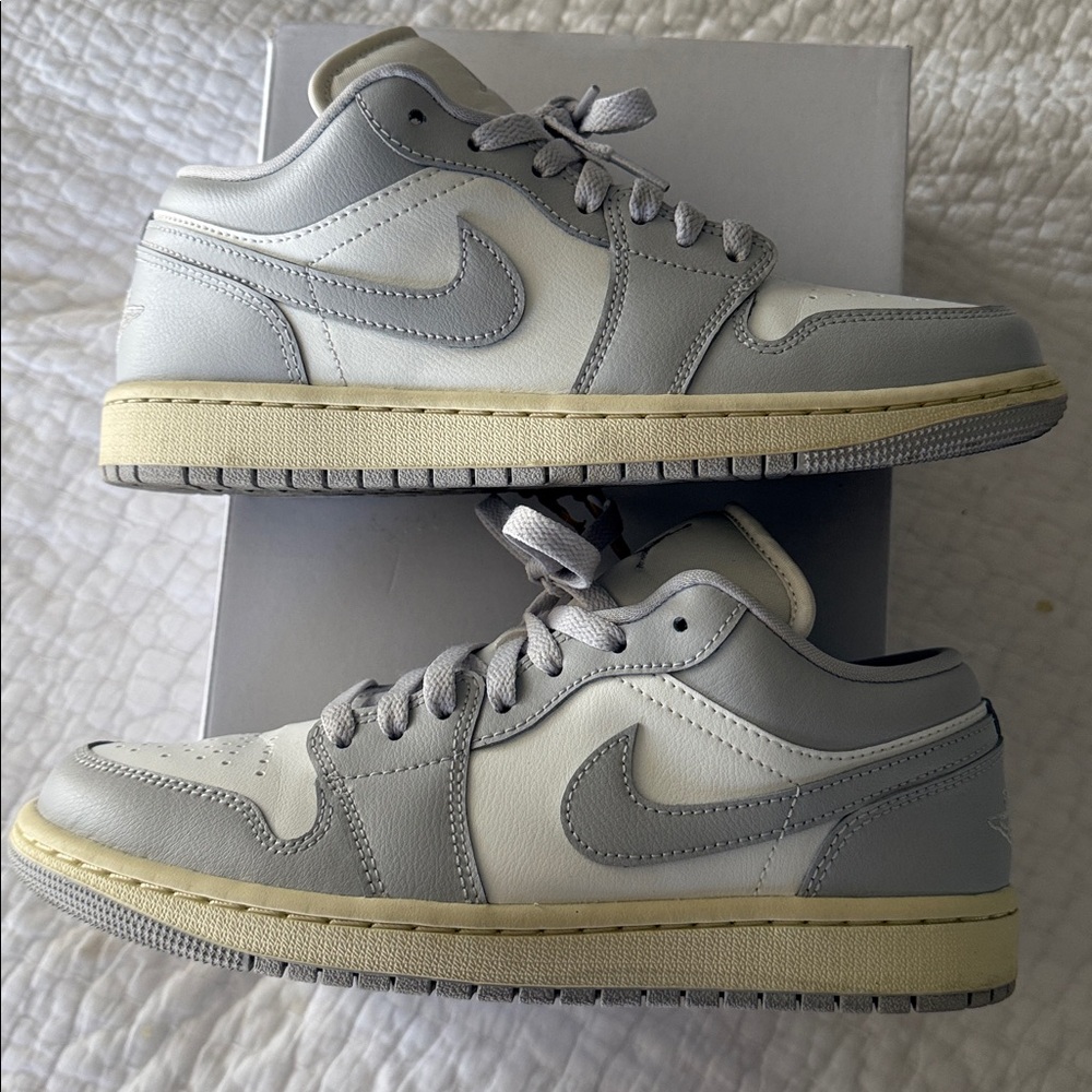 Nike Air Jordan 1 Low Sneakers - Neutral Grey & Coconut Milk - Picture 4 of 13